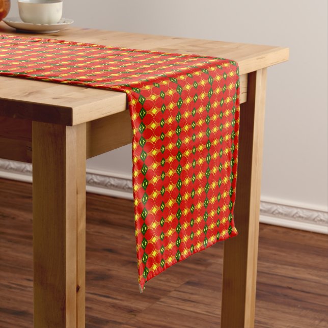 african pattern, geometric, pattern,brown, modern short table runner (In Situ)