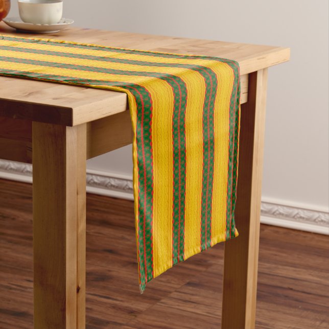 african pattern, geometric, pattern,brown, modern short table runner (In Situ)
