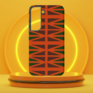 African Pattern in Green Blue and Vermilion Samsung Galaxy Case