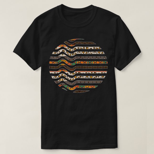 African Pattern inside Abstract Circle Black Histo T-Shirt (Design Front)