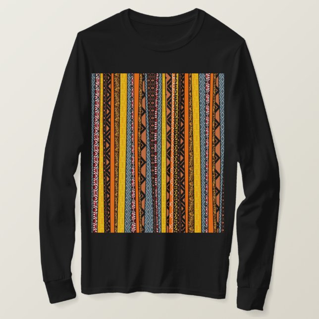 African Pattern Mix Stripes T-Shirt (Design Front)