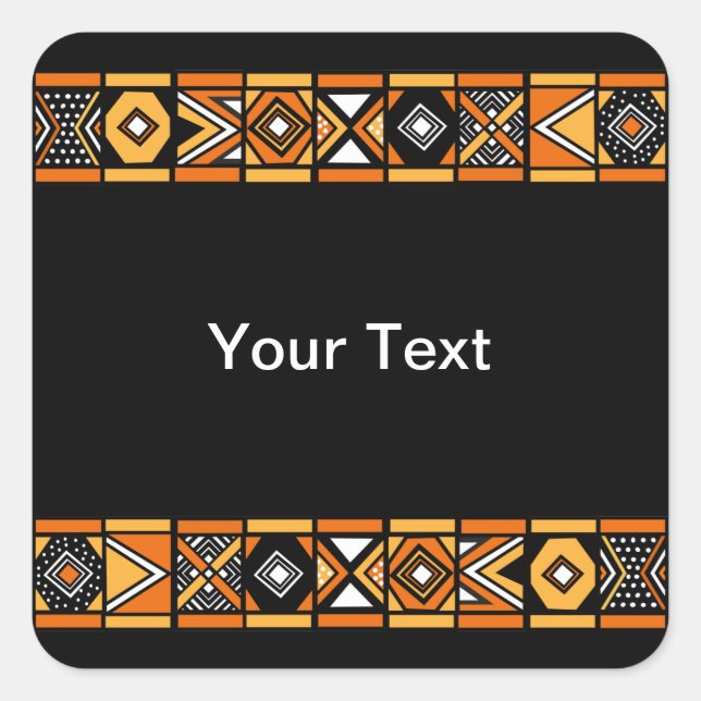 African pattern square sticker (Front)