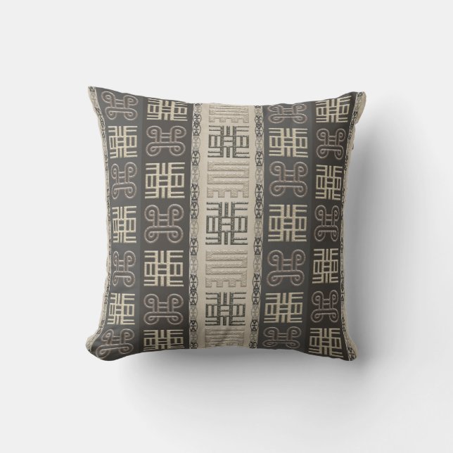 african pattern with Adinkra simbols Throw Pillow (Front)