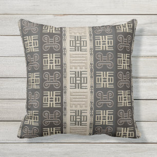 african pattern with Adinkra simbols Throw Pillow