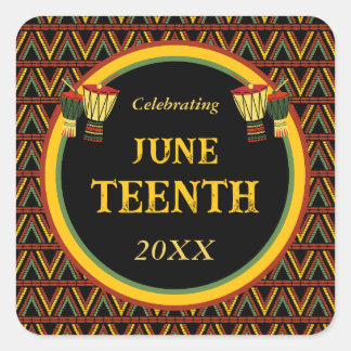 African Patterns Juneteenth Celebration Square Sticker