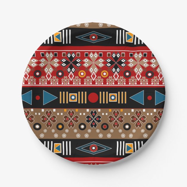 African patterns, oriental pattern throw pillow paper plate (Front)