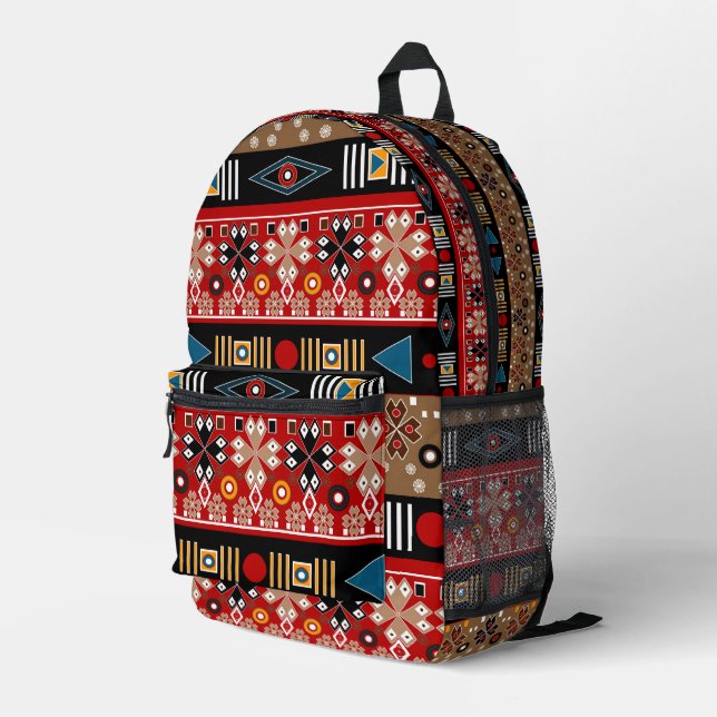 African patterns, oriental pattern throw pillow printed backpack (Back Corner Right)