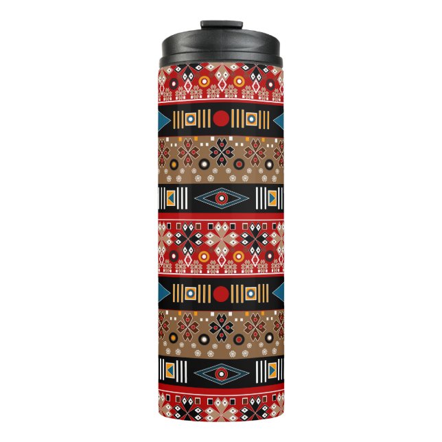 African patterns, oriental pattern throw pillow thermal tumbler (Front)