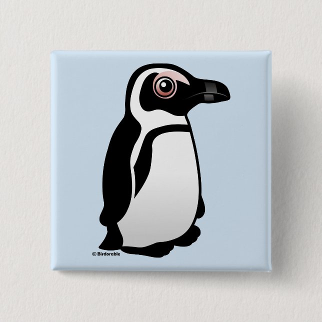 African Penguin 2 Inch Square Button (Front)