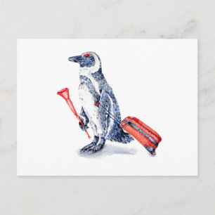 African Penguin with a Suitcase Postcard