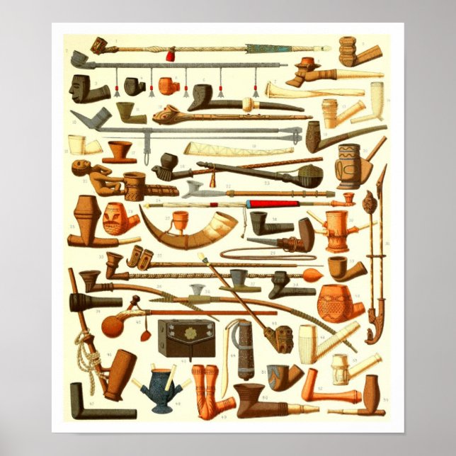 African Pipes and Smoking Implements Poster (Front)