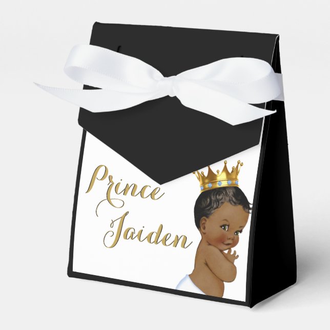 African Prince Black & Gold Elegant Favor Box (Front Side)