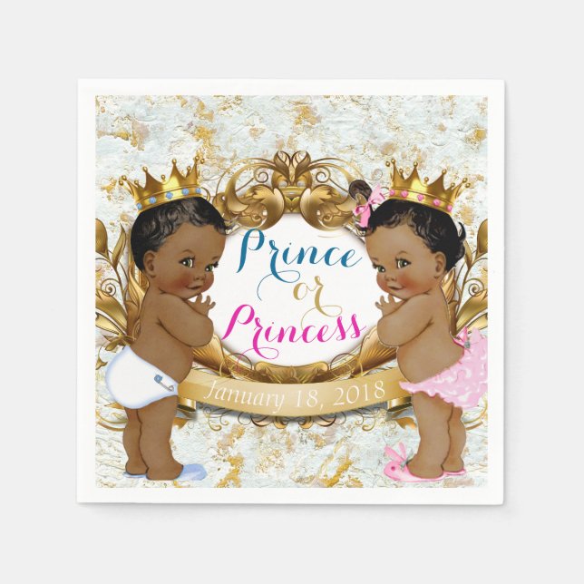 African Prince or Princess Gender Reveal Napkin (Front)