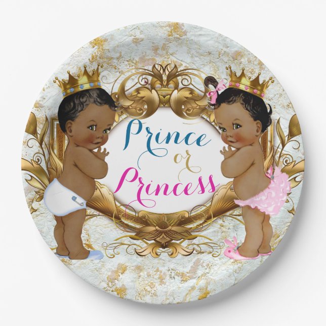 African Prince Or Princess Gender Reveal Plates (Front)