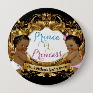 African Prince or Princess Royal Gender Reveal 4 Inch Round Button