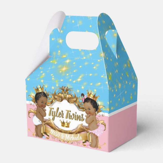 African Prince or Princess with Gold Sparkles Favor Box (Back Side)