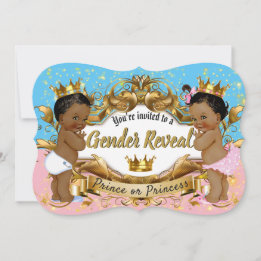 African Prince|Princess Pink & Blue| Gender Reveal Invitation