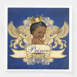 African Prince Regal Lions Crest Royal Blue & Gold Napkin