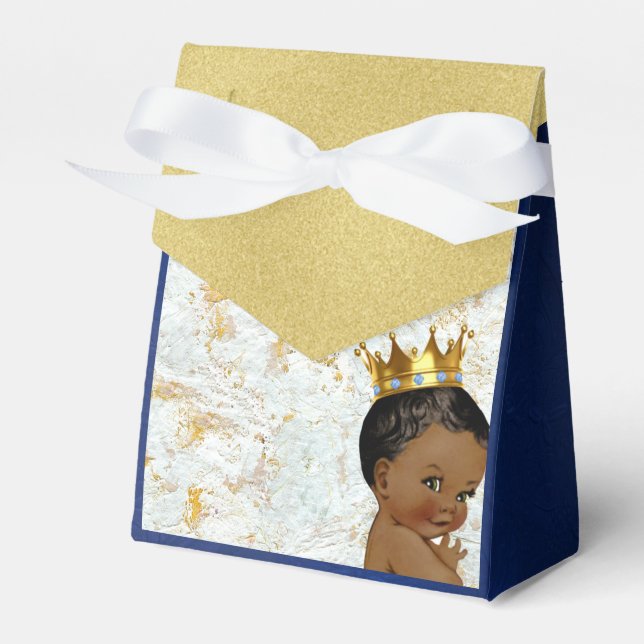 African Prince Royal Blue|Gold Elegant Favor Box (Front Side)
