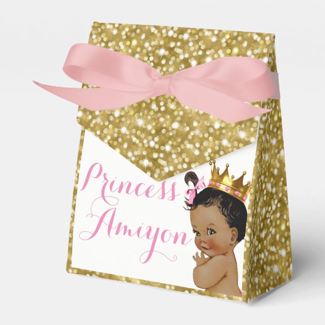 African Princess Royal Gold Glitter Party Favours Favor Box (Front Side)