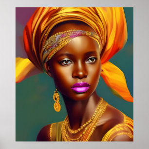 African princess woman 5 gold jewellery poster
