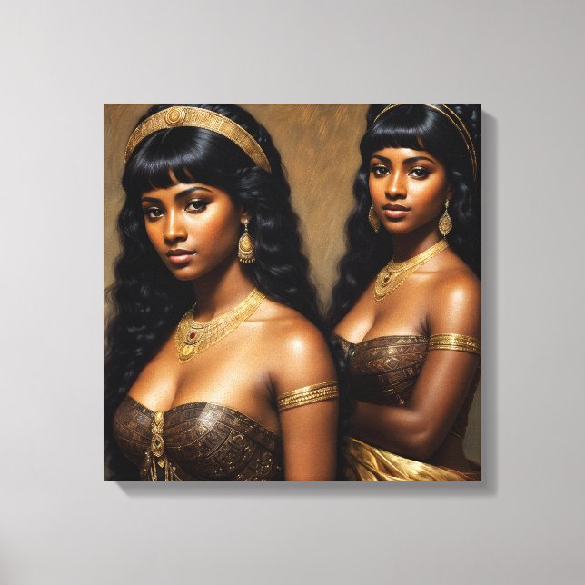 African Princesses Black Sisters Art Canvas Print (Front)