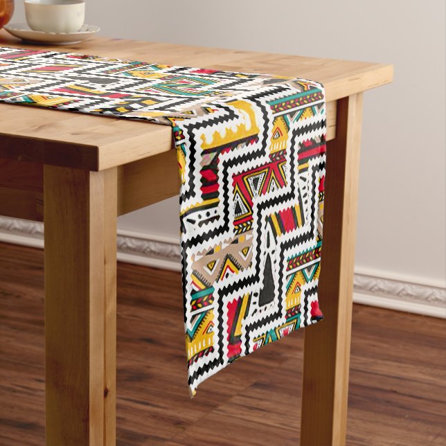 African Print Design Short Table Runner (In Situ)