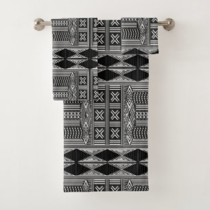 African Print Geometric tribal Pattern  Bath Towel Set