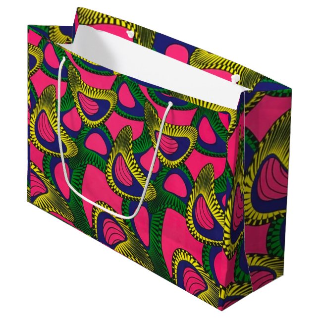 African Print Large Gift Bag (Front Angled)