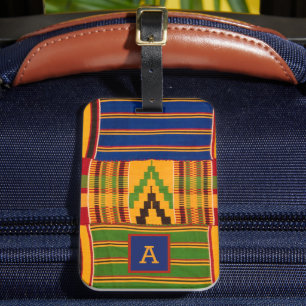 African Print Monogram Luggage Tag
