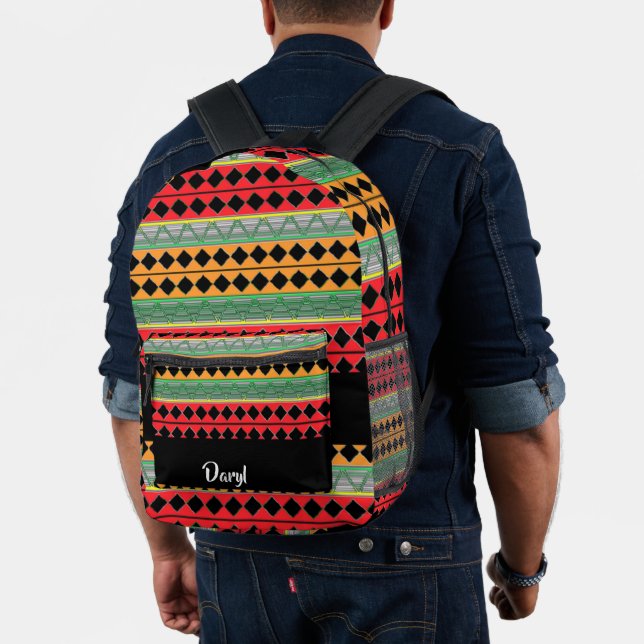 African print patterned printed backpack (Insitu (Model))