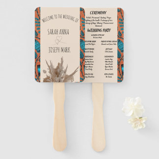 AFRICAN PRINT WEDDING PROGRAM HAND FAN