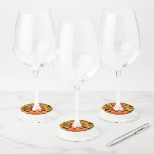 African Print Wine Glass Tags
