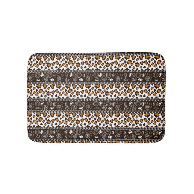 African print with cheetah skin pattern bath mat (Front)
