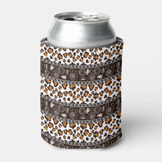 African print with cheetah skin pattern can cooler (Can Front)