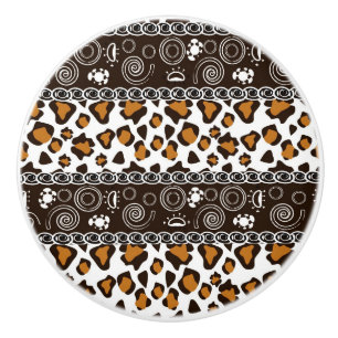 African print with cheetah skin pattern ceramic knob