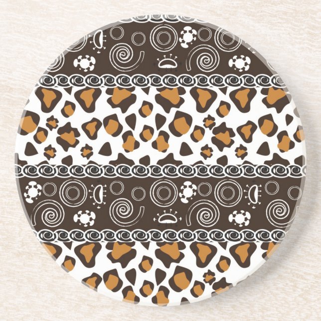African print with cheetah skin pattern coaster (Front)
