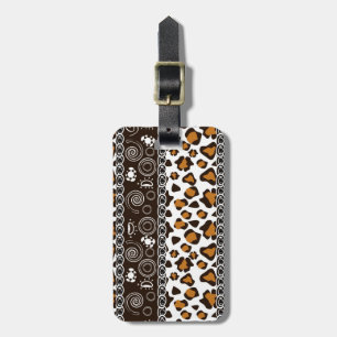 African print with cheetah skin pattern luggage tag