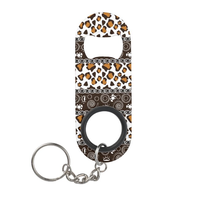 African print with cheetah skin pattern mini bottle opener (Front)