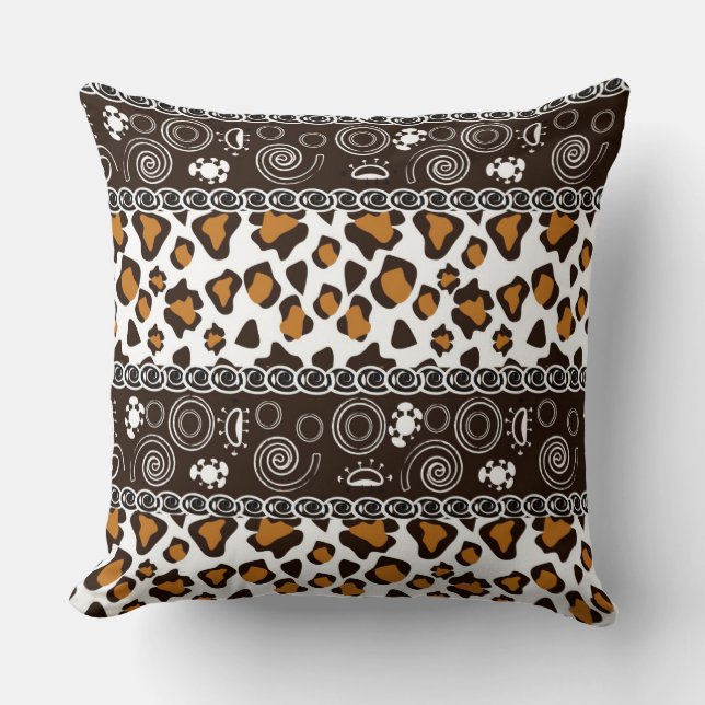 African print with cheetah skin pattern throw pillow (Front)