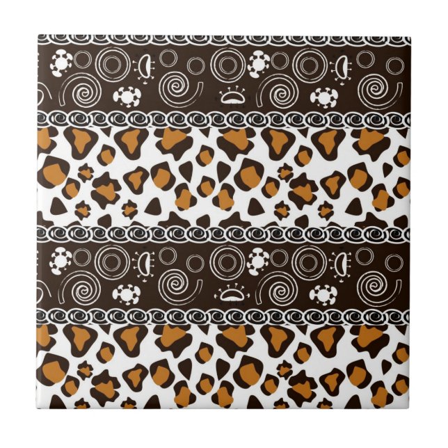 African print with cheetah skin pattern tile (Front)