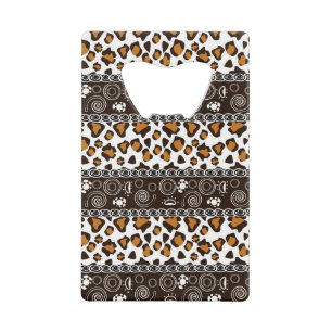 African print with cheetah skin pattern wallet bottle opener