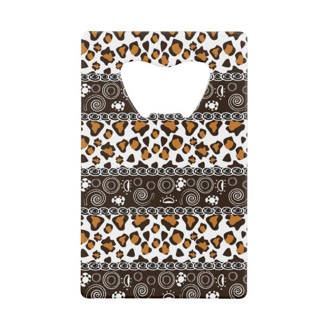 African print with cheetah skin pattern wallet bottle opener (Front)