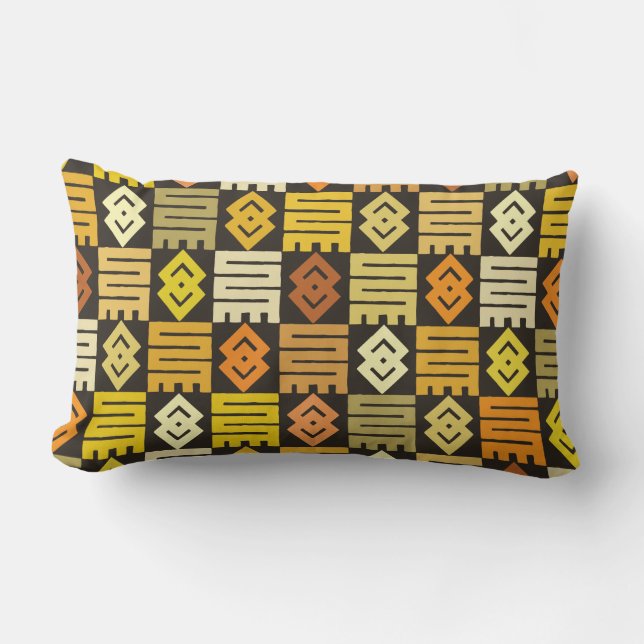 African print with meaningful Adinkra symbols Lumbar Pillow (Front)