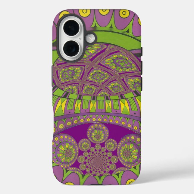 African Purple and Yellow Kaleidoscope Traditional Case-Mate iPhone Case (Back)