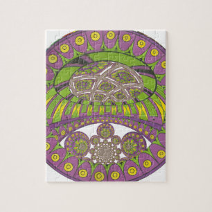 African Purple and Yellow Kaleidoscope Traditional Jigsaw Puzzle