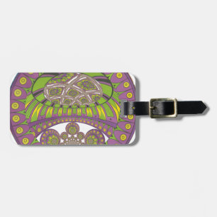 African Purple and Yellow Kaleidoscope Traditional Luggage Tag