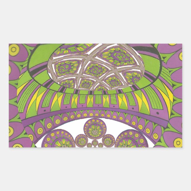 African Purple and Yellow Kaleidoscope Traditional Sticker (Front)