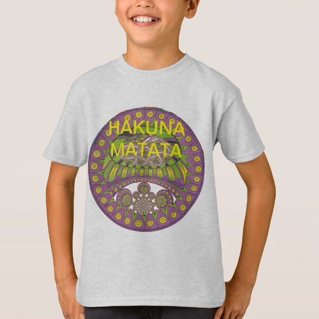 African Purple and Yellow Kaleidoscope Traditional T-Shirt (Front)