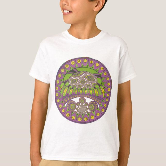 African Purple and Yellow Kaleidoscope Traditional T-Shirt (Front)